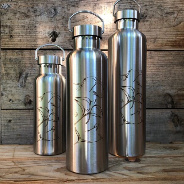 Gourde inox isotherme - Pailles en queue - par Bland'