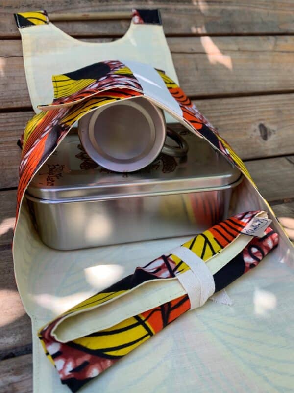 Sac de transort avec set de table intégré - Wax orange et jaune – Image 2