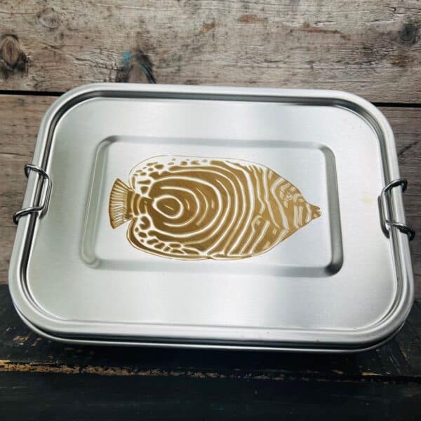 Barquette repas inox rectangulaire - Le poisson ange empereur de JC