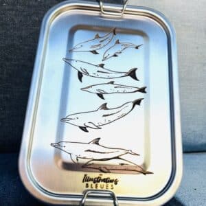 Barquette repas inox rectangulaire - Dauphins aduncus - Les Illustrations Bleues